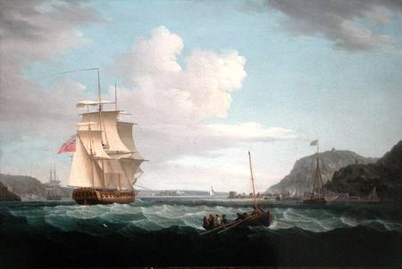 A British Frigate with a Longboat off the Headland of Gallows Hill, Broad Bay, Isle of Lewis, Hebrid à Thomas Whitcombe