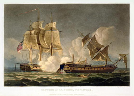 Capture of La Forte, February 28th 1799, engraved by Thomas Sutherland for J. Jenkins's 'Naval Achie à Thomas Whitcombe