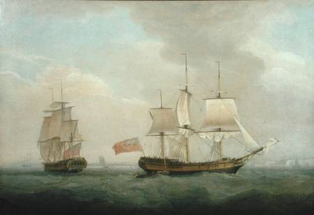 A Merchantman in Two Positions off the South Coast à Thomas Whitcombe