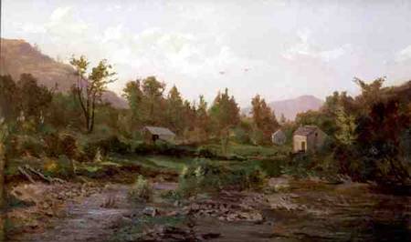 Landscape with Trees and Houses à Thomas Worthington Whittredge