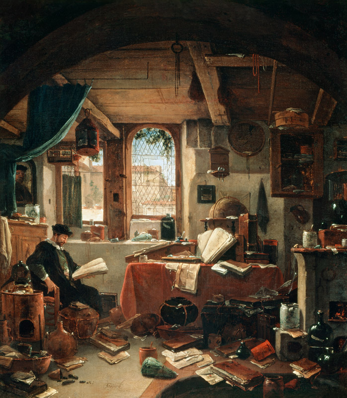 An Alchemist in his Laboratory à Thomas Wyck