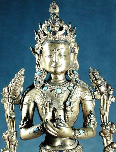 Buddha of the Future or Bodhisattva Maitreya, from Tibet, 15th-19th century (gold, bronze, amethyst à Art tibétain