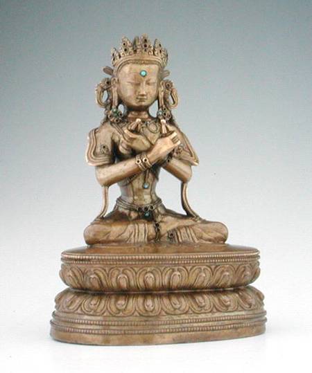 Vajradhara Buddha (copper alloy & gems) à Art tibétain