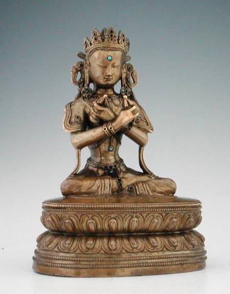 Vajradhara (copper alloy & gems) à Art tibétain