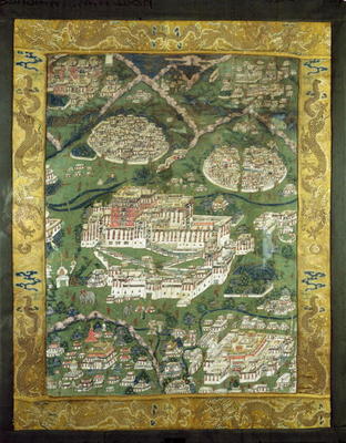 The Potala Palace, Lhasa, Tibet (oil on canvas) à Ecole tibétaine, (18ème siècle)