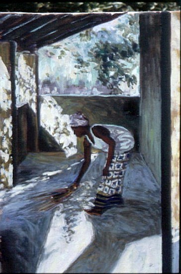 Girl Sweeping I, 2002 (oil on canvas) (see also 188680-681)  à Tilly  Willis