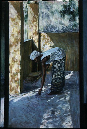 Girl Sweeping II, 2002 (oil canvas) (see also 188679, 188681)  à Tilly  Willis