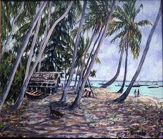 Rustling Palms, Zanzibar, 2002 (oil on canvas)  à Tilly  Willis