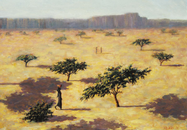 Sahelian Landscape, Mali, 1991 (oil on canvas)  à Tilly  Willis