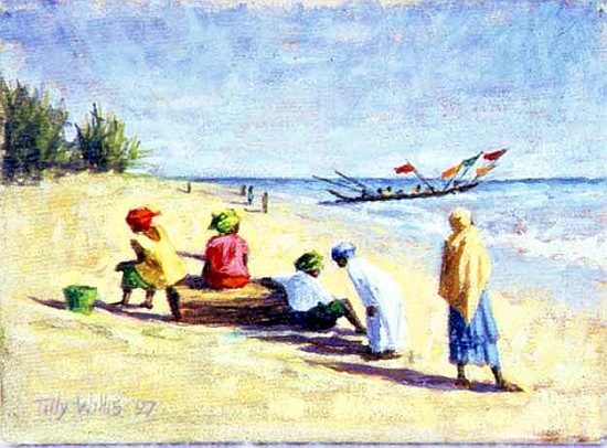 The Beach at Abene, Senegal, 1997 (oil on canvas)  à Tilly  Willis