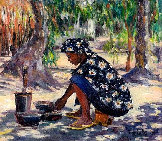 Woman Cooking, 2004 (oil on canvas)  à Tilly  Willis