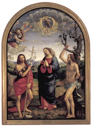 Madonna mit den Heiligen Johannes d.T. und Sebastian à Timoteo Viti