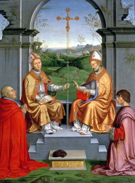 St. Thomas a Becket and St. Martin of Tours with Archbishop Giovanni Pietro Arrivabene and Guidobald à Timoteo Viti