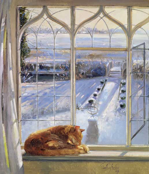 Sundial and Cat (oil on canvas)  à Timothy  Easton