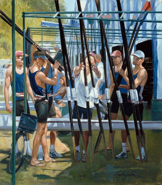 Collecting Oars (oil on canvas)  à Timothy  Easton