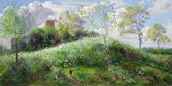 Cow Parsley Hill, 1991 (oil on canvas)  à Timothy  Easton