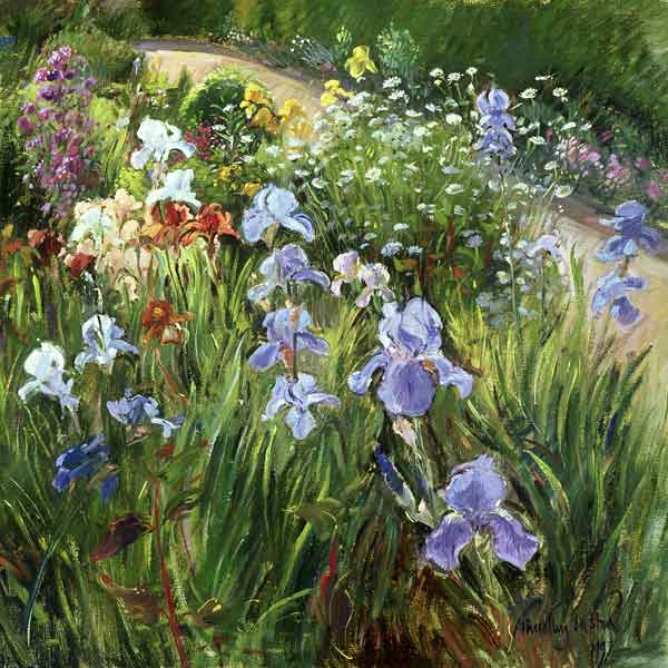 Irises and Oxeye Daisies, 1997 (oil on canvas)  à Timothy  Easton