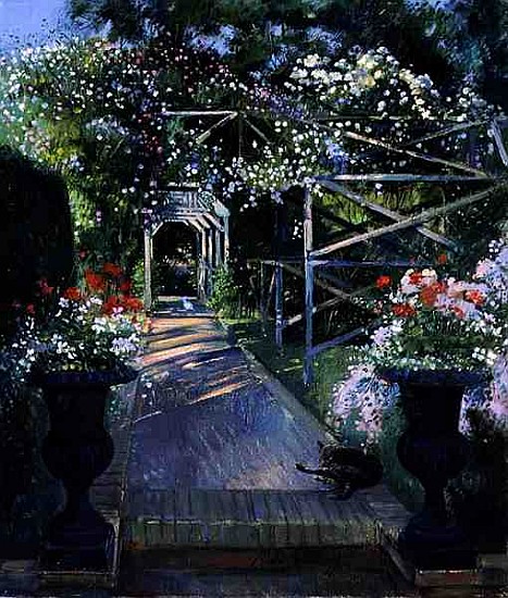 The Rose Trellis, Bedfield, 1996 (oil on canvas)  à Timothy  Easton