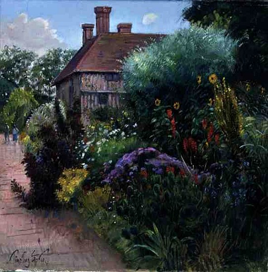 The Terrace Border, Great Dixter (oil on canvas)  à Timothy  Easton