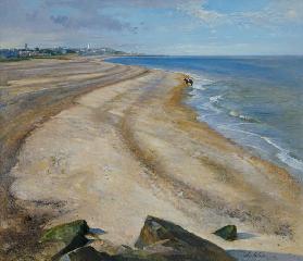Beach Curve Towards Southwold (oil on canvas) 