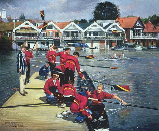 Towards the Boathouses, Henley, 1997 (oil on canvas)  à Timothy  Easton