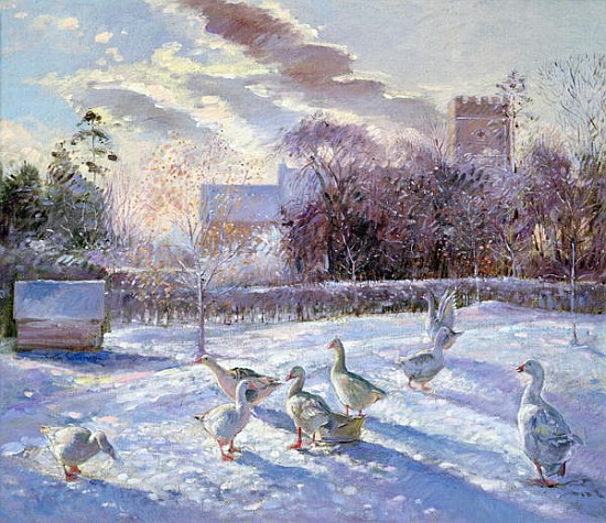 Winter Geese in Church Meadow (oil on canvas)  à Timothy  Easton