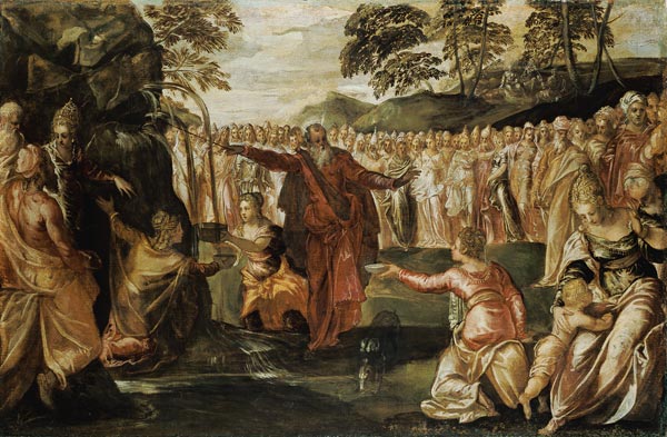 Moïse frappe de l'eau du rocher à Tintoretto (alias Jacopo Robusti, alias Le Tintoret)
