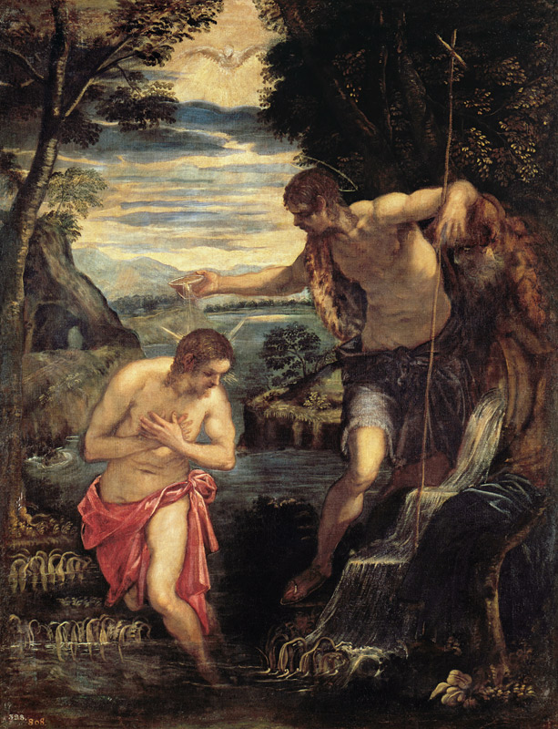 Le baptême du Christ à Tintoretto (alias Jacopo Robusti, alias Le Tintoret)