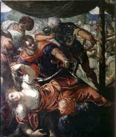 Battle between Turks and Christians à Tintoretto (alias Jacopo Robusti, alias Le Tintoret)