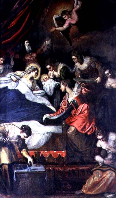 Birth of the Virgin à Tintoretto (alias Jacopo Robusti, alias Le Tintoret)