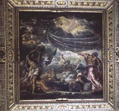The Fall of Manna (ceiling painting) à Tintoretto (alias Jacopo Robusti, alias Le Tintoret)