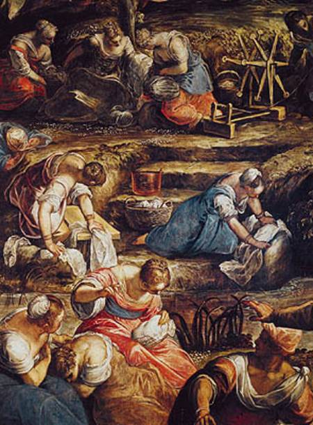 The Miraculous Fall of Manna, detail of women working à Tintoretto (alias Jacopo Robusti, alias Le Tintoret)