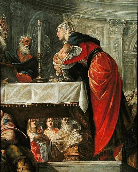 Presentation of Christ at the Temple  (detail of 61429) à Tintoretto (alias Jacopo Robusti, alias Le Tintoret)