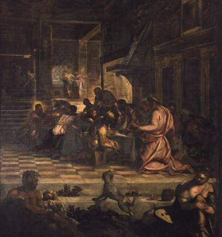The Last Supper (panel) à Tintoretto (alias Jacopo Robusti, alias Le Tintoret)
