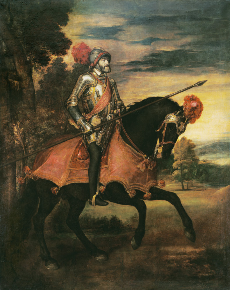 Equestrian Portrait of Charles V à Le Titien (alias Tiziano Vecellio)