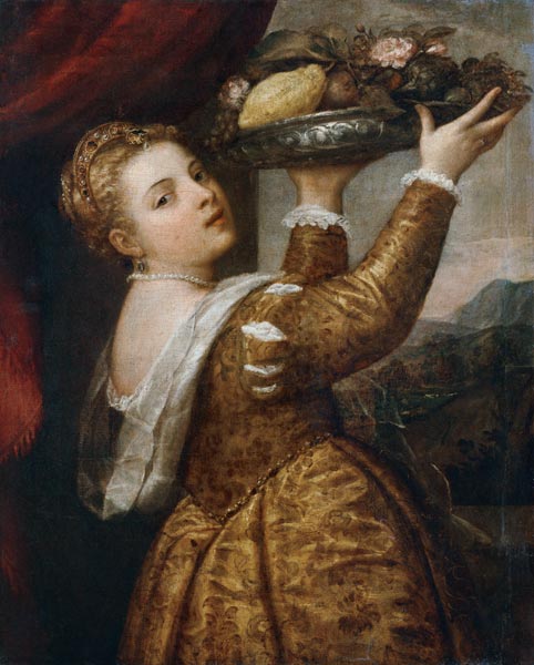 Fille avec la coupe de fruit à Le Titien (alias Tiziano Vecellio)