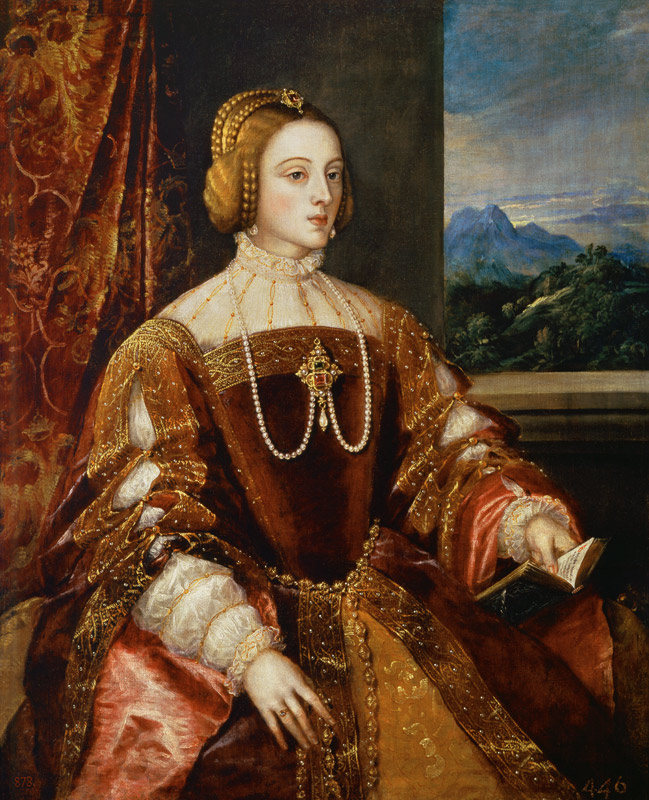 Portrait of the Empress Isabella of Portugal à Le Titien (alias Tiziano Vecellio)