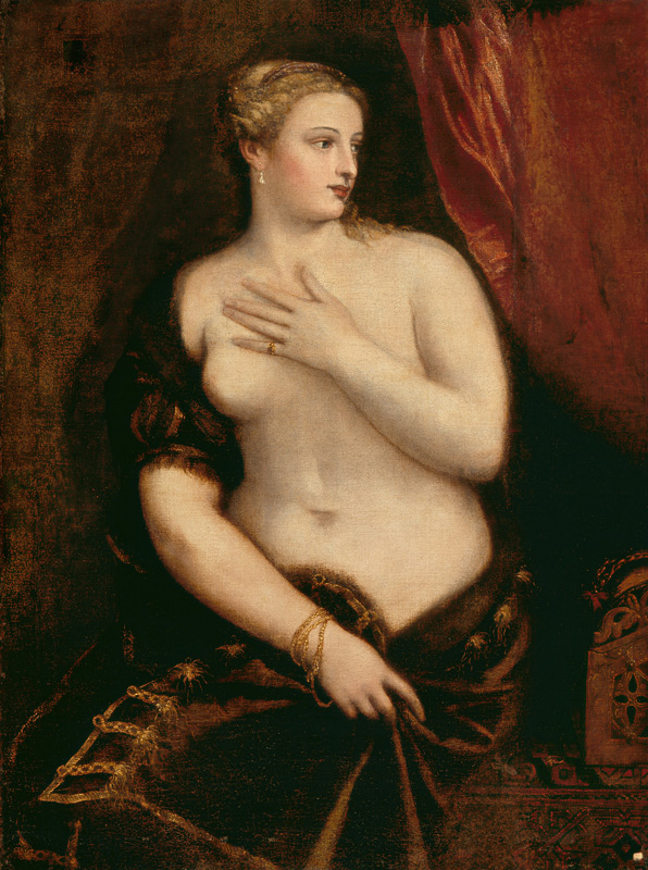 Venus contemplant son reflet dans son miroir à Le Titien (alias Tiziano Vecellio)