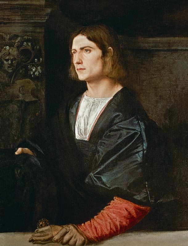 Young Man with Cap and Gloves à Le Titien (alias Tiziano Vecellio)
