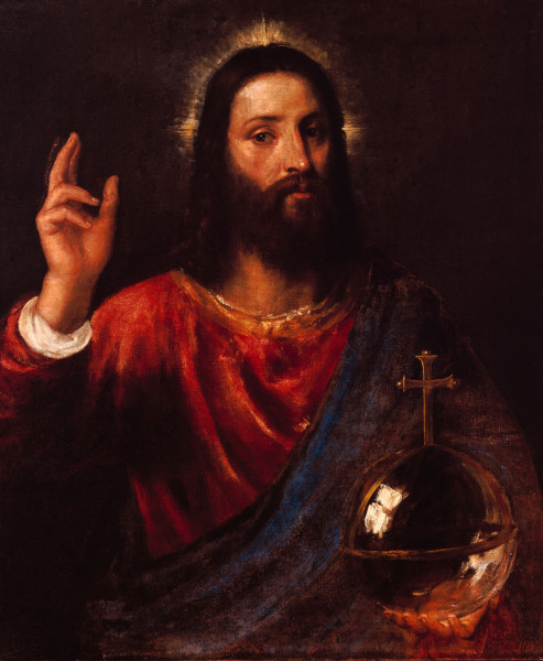 Christ blessing / Titian / c.1565 à Le Titien (alias Tiziano Vecellio)