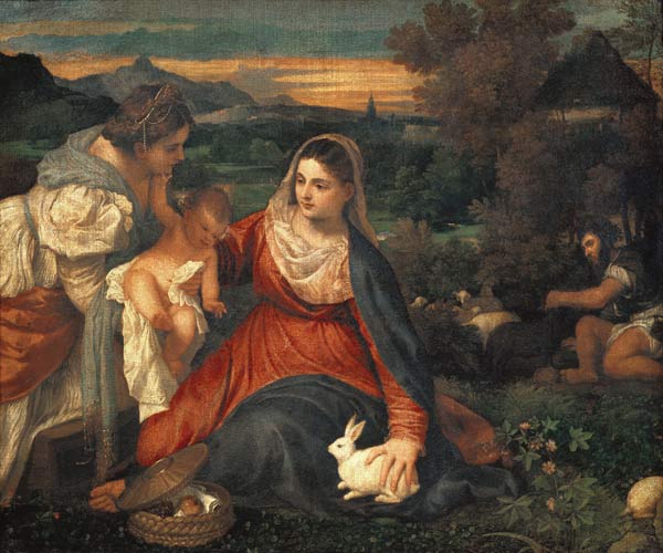 La Madonne avec le lapin à Le Titien (alias Tiziano Vecellio)