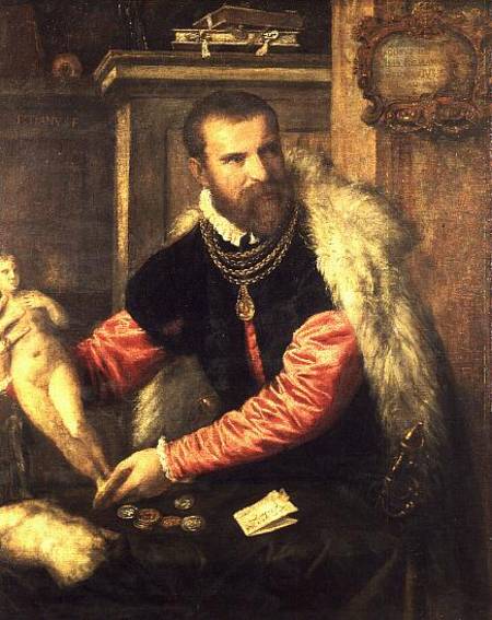 Jacopo Strada (1515-88) art expert and buyer of objet d'art, working for Ferdinand I, Maximilian II à Le Titien (alias Tiziano Vecellio)