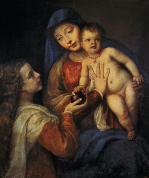 Madonne avec l'enfant et Marie Madeleine. à Le Titien (alias Tiziano Vecellio)