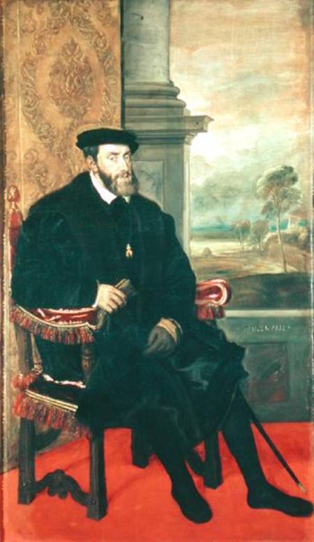Seated Portrait of Emperor Charles V (1488-1576) à Le Titien (alias Tiziano Vecellio)