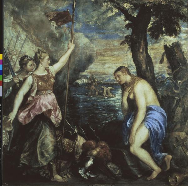 Titian / Spain aiding Religion / 1566-75 à Le Titien (alias Tiziano Vecellio)