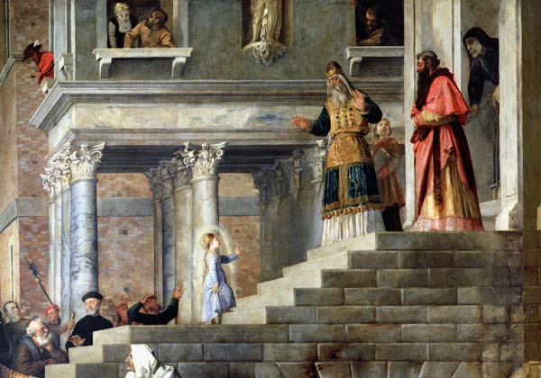 Presentation of the Virgin at the Temple à Le Titien (alias Tiziano Vecellio)