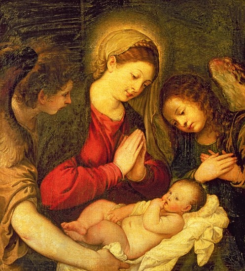Madonna and Child with Two Angels à Tizian (école)