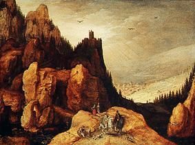 Paysage des Alpes avec le château à Tobias Verhaecht