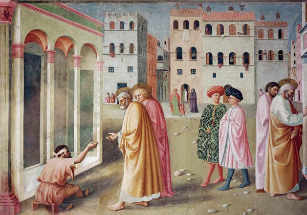 St. Peter healing a cripple, c.1427 (fresco) (detail of 57195) à Tommaso Masolino da Panicale