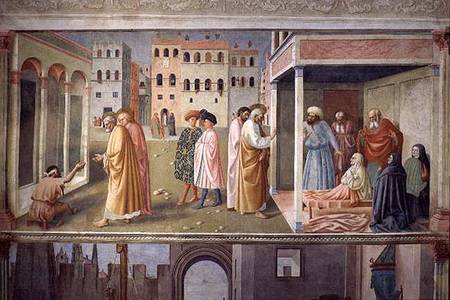 St. Peter healing a cripple, and the raising of Tabitha à Tommaso Masolino da Panicale